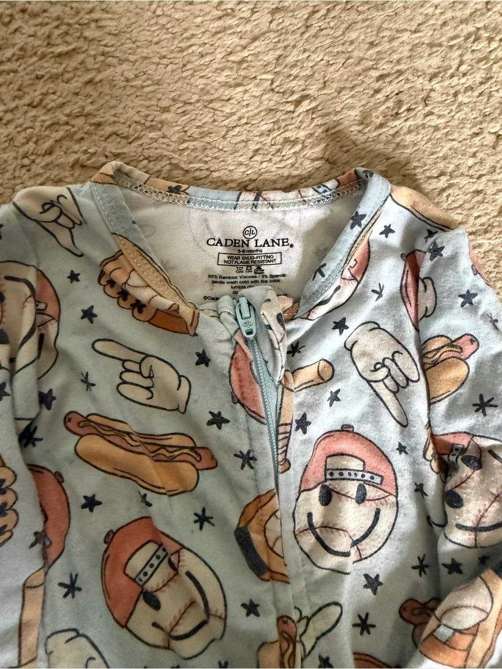 Caden Lane Bamboo One-Piece Footed Pajamas - size 3-6 months